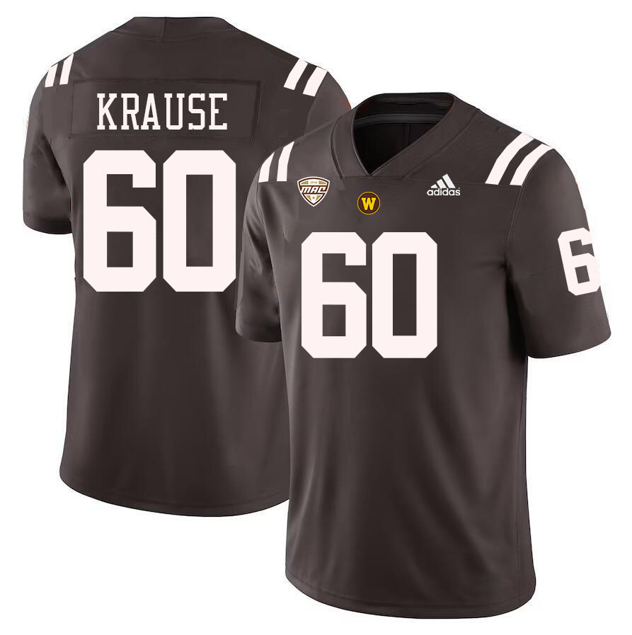 #60 Jacob Krause Western Michigan Broncos College Football Jerseys Stitched-Brown